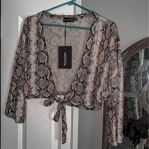 PYT Snake Print Tie Top